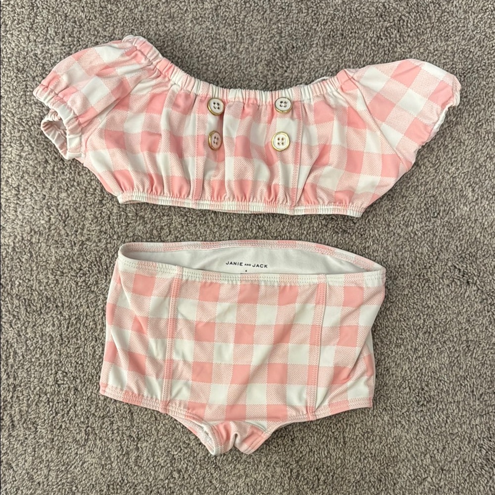 SZ 4 Janie and Jack Pink Checkered Two-Piece Swimsuit